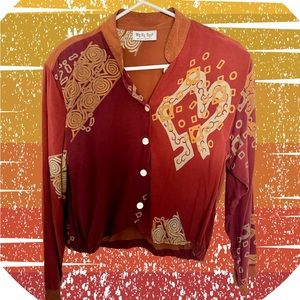 We Be Bop Vintage 80s or 90s Crop Top Long Sleeve Button-up Shirt